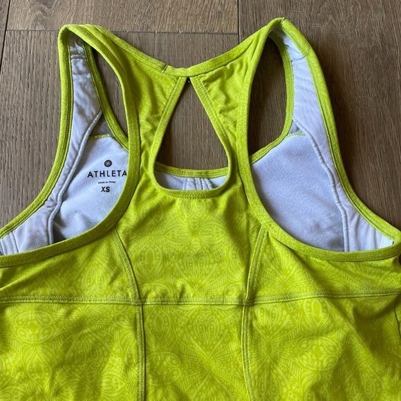 Athleta Neon Yellow/Green Racerback Running Workout Tank Top With Pocket XS - Picture 7 of 9